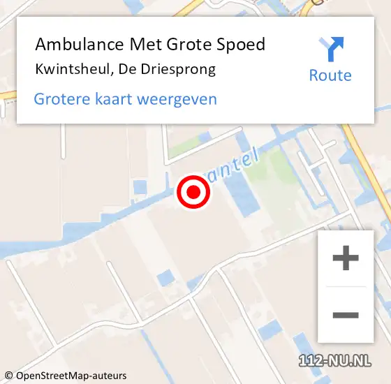 Locatie op kaart van de 112 melding: Ambulance Met Grote Spoed Naar Kwintsheul, De Driesprong op 15 mei 2024 09:05