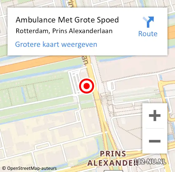 Locatie op kaart van de 112 melding: Ambulance Met Grote Spoed Naar Rotterdam, Prins Alexanderlaan op 15 mei 2024 09:25