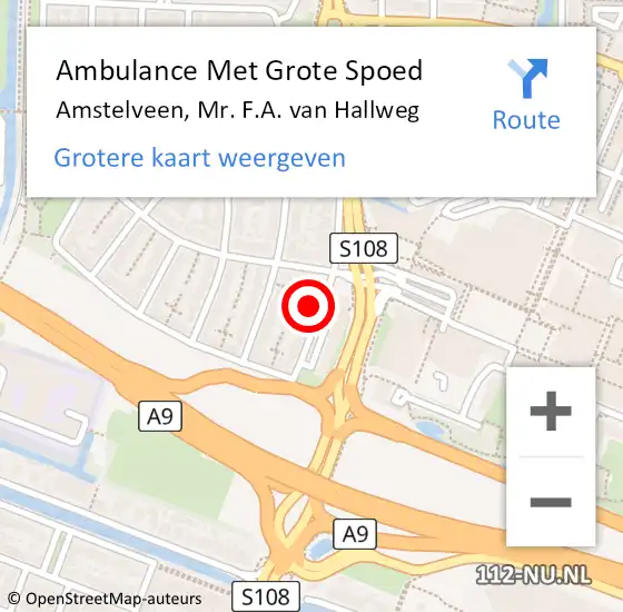 Locatie op kaart van de 112 melding: Ambulance Met Grote Spoed Naar Amstelveen, Mr. F.A. van Hallweg op 15 mei 2024 09:35