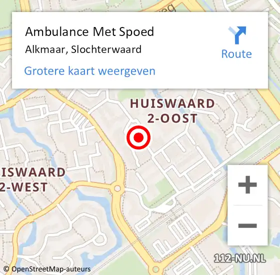 Locatie op kaart van de 112 melding: Ambulance Met Spoed Naar Alkmaar, Slochterwaard op 15 mei 2024 09:36