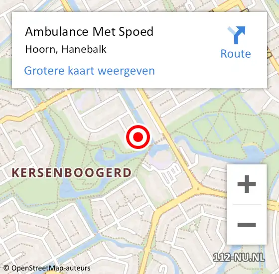 Locatie op kaart van de 112 melding: Ambulance Met Spoed Naar Hoorn, Hanebalk op 15 mei 2024 09:38