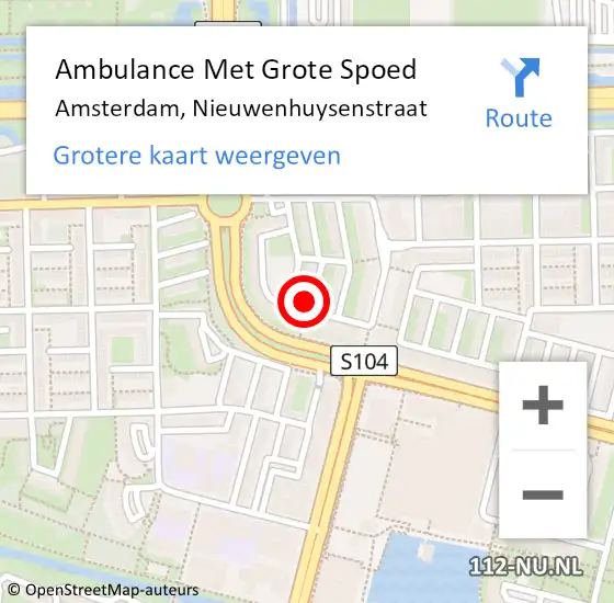 Locatie op kaart van de 112 melding: Ambulance Met Grote Spoed Naar Amsterdam, Nieuwenhuysenstraat op 15 mei 2024 09:44