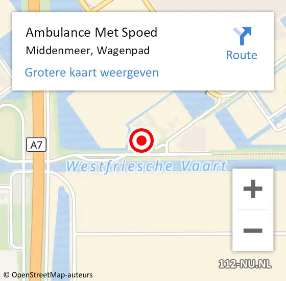 Locatie op kaart van de 112 melding: Ambulance Met Spoed Naar Middenmeer, Wagenpad op 15 mei 2024 09:51