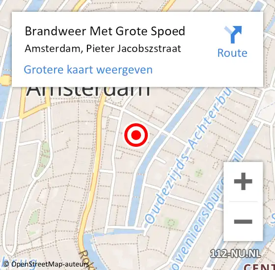 Locatie op kaart van de 112 melding: Brandweer Met Grote Spoed Naar Amsterdam, Pieter Jacobszstraat op 15 mei 2024 09:53