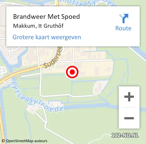 Locatie op kaart van de 112 melding: Brandweer Met Spoed Naar Makkum, It Gruthôf op 15 mei 2024 10:01