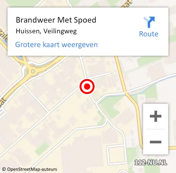 Locatie op kaart van de 112 melding: Brandweer Met Spoed Naar Huissen, Veilingweg op 15 mei 2024 10:12