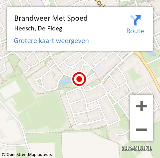 Locatie op kaart van de 112 melding: Brandweer Met Spoed Naar Heesch, De Ploeg op 15 mei 2024 10:14