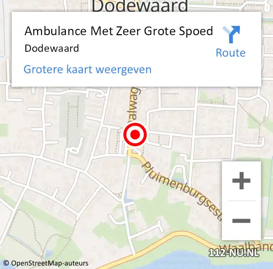 Locatie op kaart van de 112 melding: Ambulance Met Zeer Grote Spoed Naar Dodewaard op 15 mei 2024 10:17