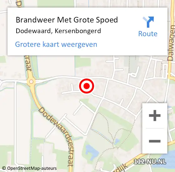 Locatie op kaart van de 112 melding: Brandweer Met Grote Spoed Naar Dodewaard, Kersenbongerd op 15 mei 2024 10:17