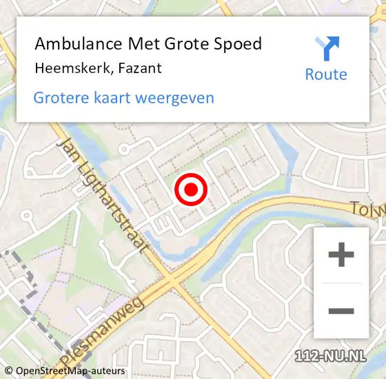 Locatie op kaart van de 112 melding: Ambulance Met Grote Spoed Naar Heemskerk, Fazant op 15 mei 2024 10:31
