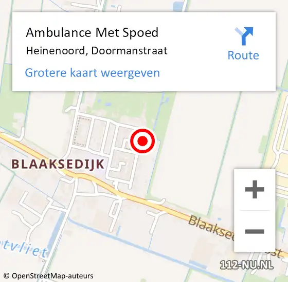 Locatie op kaart van de 112 melding: Ambulance Met Spoed Naar Heinenoord, Doormanstraat op 15 mei 2024 10:35