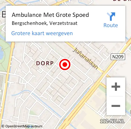 Locatie op kaart van de 112 melding: Ambulance Met Grote Spoed Naar Bergschenhoek, Verzetstraat op 15 mei 2024 10:45
