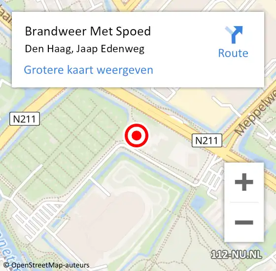 Locatie op kaart van de 112 melding: Brandweer Met Spoed Naar Den Haag, Jaap Edenweg op 15 mei 2024 10:51