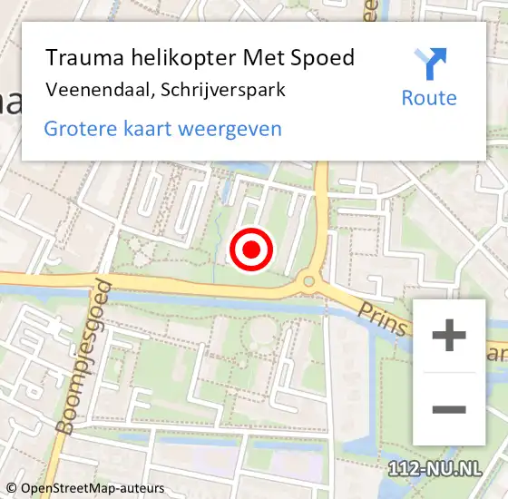 Locatie op kaart van de 112 melding: Trauma helikopter Met Spoed Naar Veenendaal, Schrijverspark op 15 mei 2024 10:54