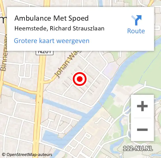 Locatie op kaart van de 112 melding: Ambulance Met Spoed Naar Heemstede, Richard Strauszlaan op 15 mei 2024 11:08