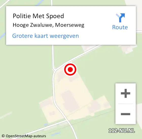 Locatie op kaart van de 112 melding: Politie Met Spoed Naar Hooge Zwaluwe, Moerseweg op 15 mei 2024 11:12