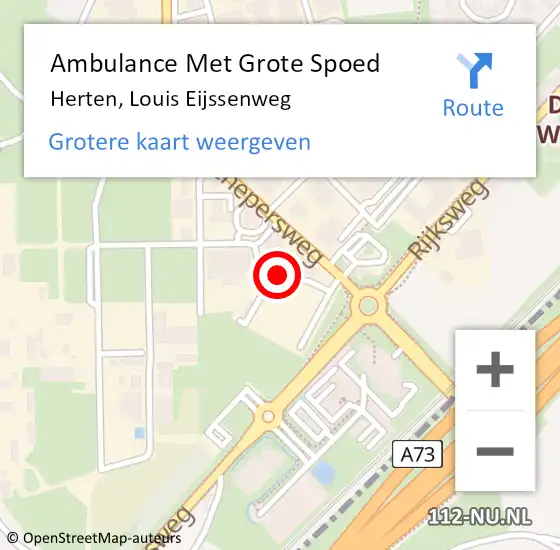 Locatie op kaart van de 112 melding: Ambulance Met Grote Spoed Naar Herten, Louis Eijssenweg op 15 mei 2024 11:17