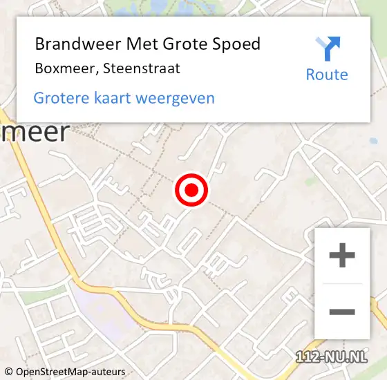 Locatie op kaart van de 112 melding: Brandweer Met Grote Spoed Naar Boxmeer, Steenstraat op 15 mei 2024 11:27