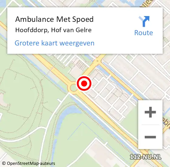 Locatie op kaart van de 112 melding: Ambulance Met Spoed Naar Hoofddorp, Hof van Gelre op 15 mei 2024 11:28