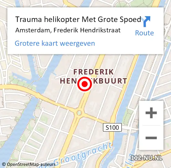 Locatie op kaart van de 112 melding: Trauma helikopter Met Grote Spoed Naar Amsterdam, Frederik Hendrikstraat op 15 mei 2024 11:31