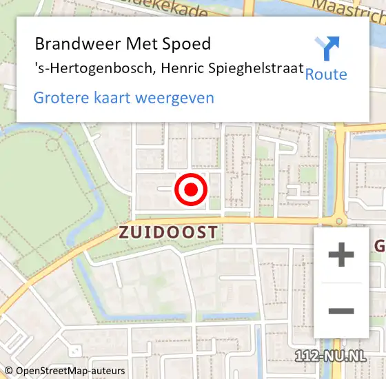 Locatie op kaart van de 112 melding: Brandweer Met Spoed Naar 's-Hertogenbosch, Henric Spieghelstraat op 15 mei 2024 11:32