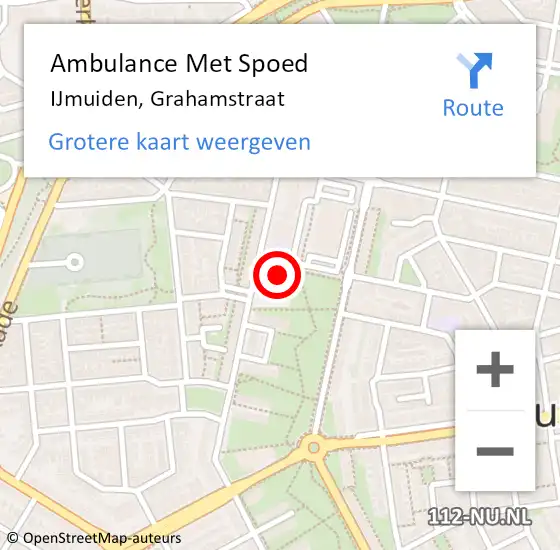 Locatie op kaart van de 112 melding: Ambulance Met Spoed Naar IJmuiden, Grahamstraat op 15 mei 2024 11:32