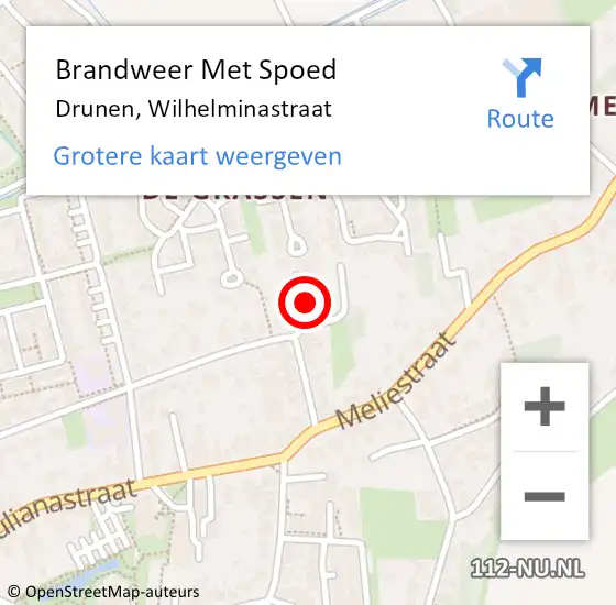 Locatie op kaart van de 112 melding: Brandweer Met Spoed Naar Drunen, Wilhelminastraat op 15 mei 2024 12:00