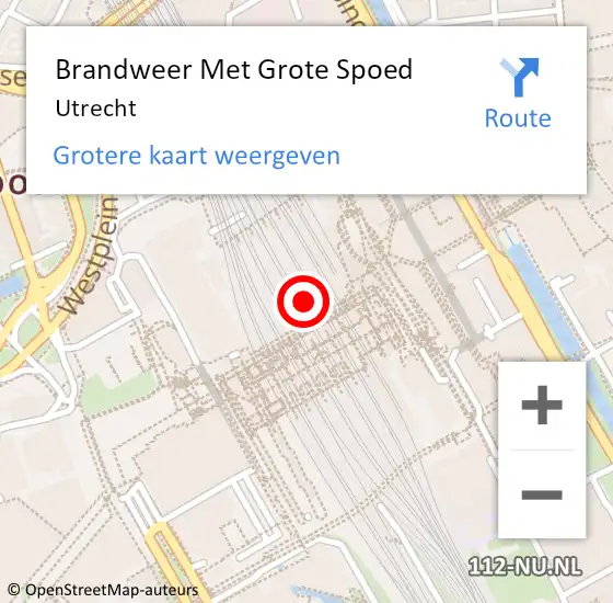 Locatie op kaart van de 112 melding: Brandweer Met Grote Spoed Naar Utrecht op 15 mei 2024 12:03