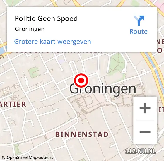 Locatie op kaart van de 112 melding: Politie Geen Spoed Naar Groningen op 15 mei 2024 12:04
