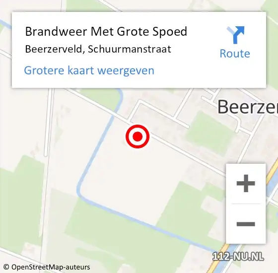 Locatie op kaart van de 112 melding: Brandweer Met Grote Spoed Naar Beerzerveld, Schuurmanstraat op 15 mei 2024 12:06