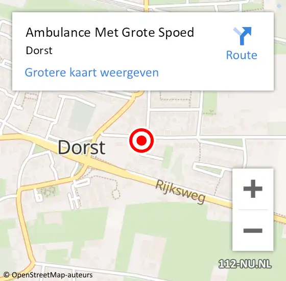 Locatie op kaart van de 112 melding: Ambulance Met Grote Spoed Naar Dorst op 15 mei 2024 12:07
