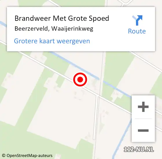 Locatie op kaart van de 112 melding: Brandweer Met Grote Spoed Naar Beerzerveld, Waaijerinkweg op 15 mei 2024 12:07