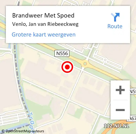 Locatie op kaart van de 112 melding: Brandweer Met Spoed Naar Venlo, Jan van Riebeeckweg op 15 mei 2024 12:08