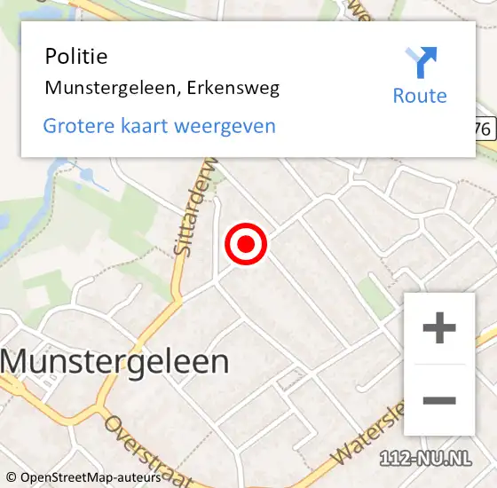 Locatie op kaart van de 112 melding: Politie Munstergeleen, Erkensweg op 15 mei 2024 12:11