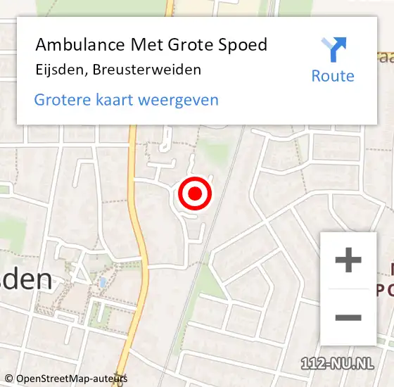 Locatie op kaart van de 112 melding: Ambulance Met Grote Spoed Naar Eijsden, Breusterweiden op 6 oktober 2014 02:50