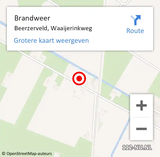 Locatie op kaart van de 112 melding: Brandweer Beerzerveld, Waaijerinkweg op 15 mei 2024 12:34