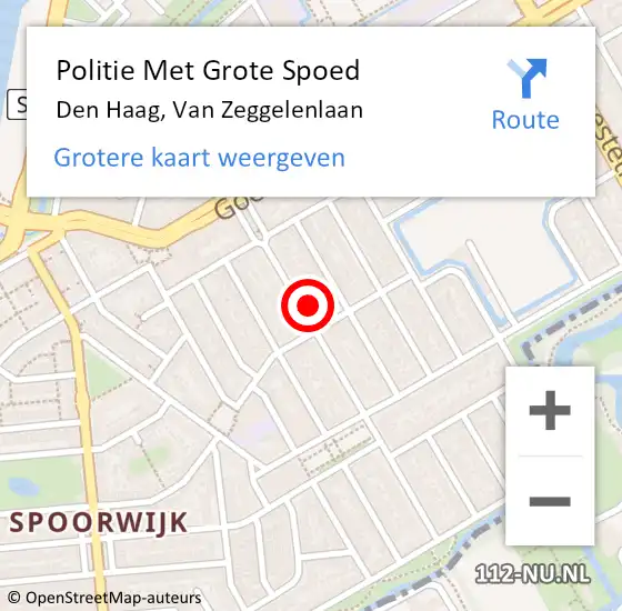 Locatie op kaart van de 112 melding: Politie Met Grote Spoed Naar Den Haag, Van Zeggelenlaan op 15 mei 2024 12:35