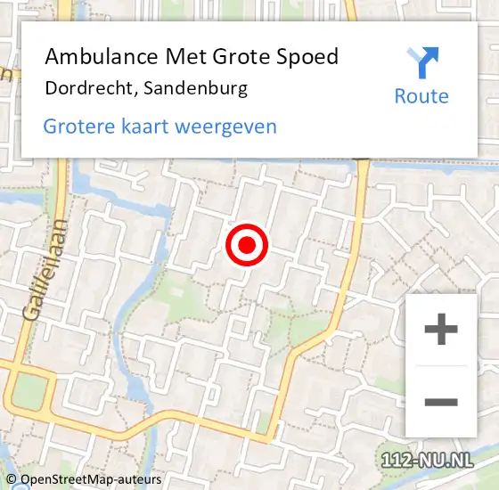 Locatie op kaart van de 112 melding: Ambulance Met Grote Spoed Naar Dordrecht, Sandenburg op 15 mei 2024 12:42