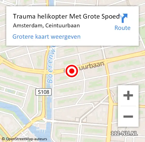 Locatie op kaart van de 112 melding: Trauma helikopter Met Grote Spoed Naar Amsterdam, Ceintuurbaan op 15 mei 2024 12:50