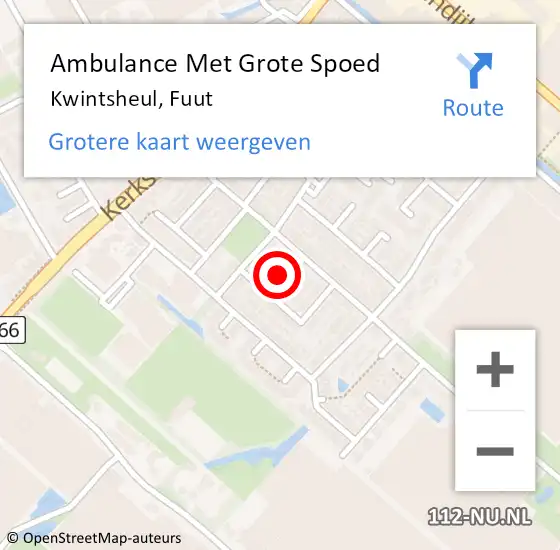 Locatie op kaart van de 112 melding: Ambulance Met Grote Spoed Naar Kwintsheul, Fuut op 15 mei 2024 12:51