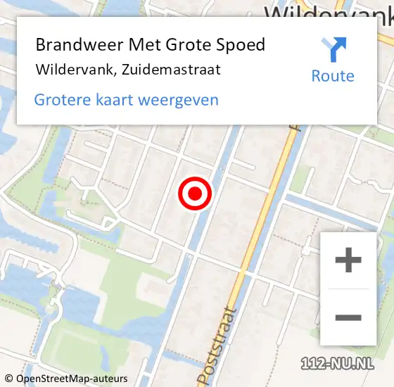 Locatie op kaart van de 112 melding: Brandweer Met Grote Spoed Naar Wildervank, Zuidemastraat op 15 mei 2024 12:52