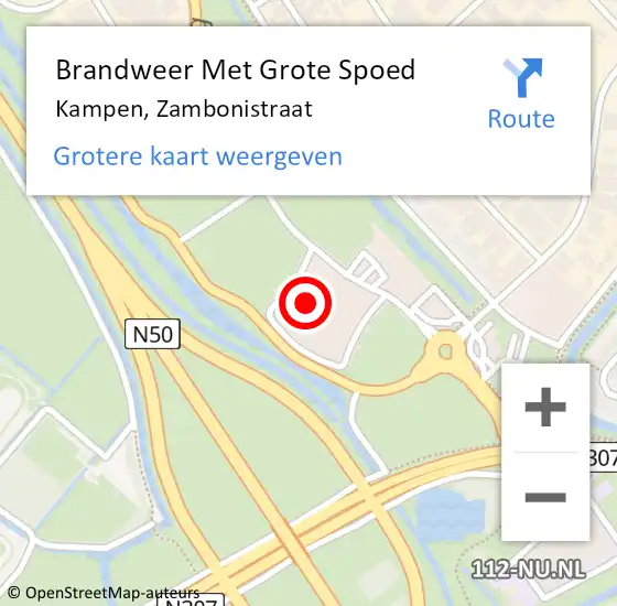 Locatie op kaart van de 112 melding: Brandweer Met Grote Spoed Naar Kampen, Zambonistraat op 15 mei 2024 12:54