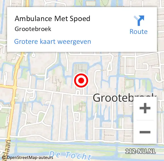 Locatie op kaart van de 112 melding: Ambulance Met Spoed Naar Grootebroek op 15 mei 2024 12:56