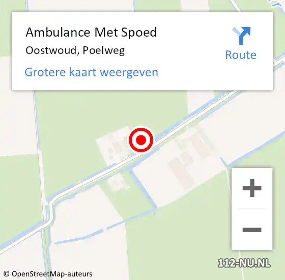 Locatie op kaart van de 112 melding: Ambulance Met Spoed Naar Oostwoud, Poelweg op 15 mei 2024 13:01