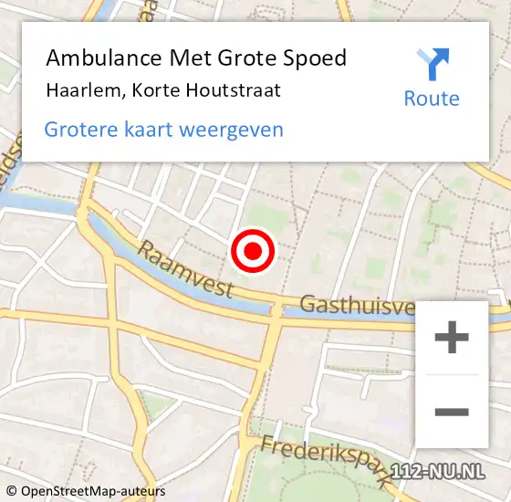 Locatie op kaart van de 112 melding: Ambulance Met Grote Spoed Naar Haarlem, Korte Houtstraat op 15 mei 2024 13:04