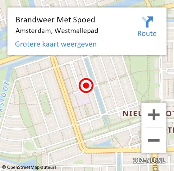 Locatie op kaart van de 112 melding: Brandweer Met Spoed Naar Amsterdam, Westmallepad op 15 mei 2024 13:14
