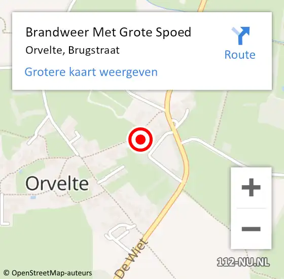 Locatie op kaart van de 112 melding: Brandweer Met Grote Spoed Naar Orvelte, Brugstraat op 6 oktober 2014 03:14