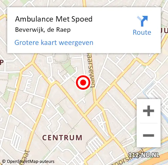 Locatie op kaart van de 112 melding: Ambulance Met Spoed Naar Beverwijk, de Raep op 15 mei 2024 13:17