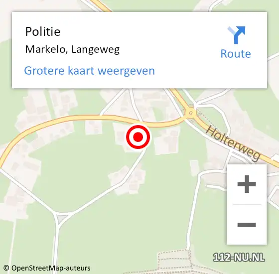 Locatie op kaart van de 112 melding: Politie Markelo, Langeweg op 15 mei 2024 13:22