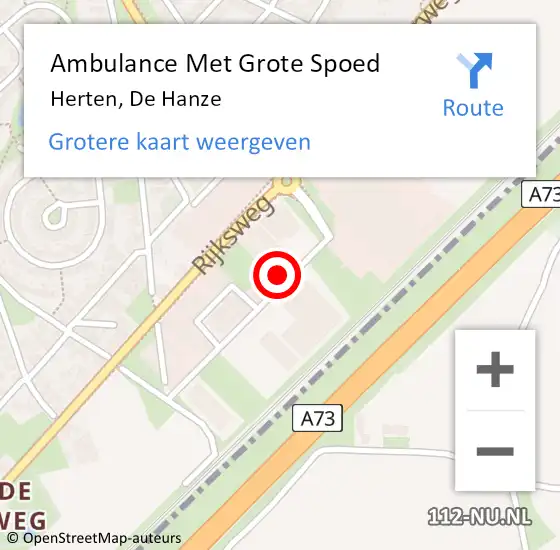 Locatie op kaart van de 112 melding: Ambulance Met Grote Spoed Naar Herten, De Hanze op 15 mei 2024 13:22